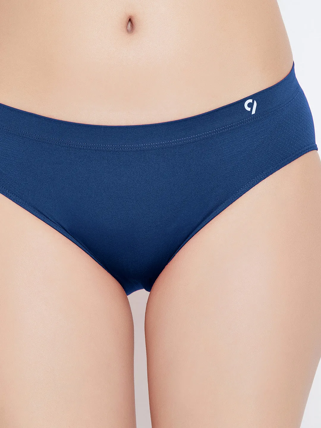 Seamless Solid Bikini Panty Mid Brief - Navy