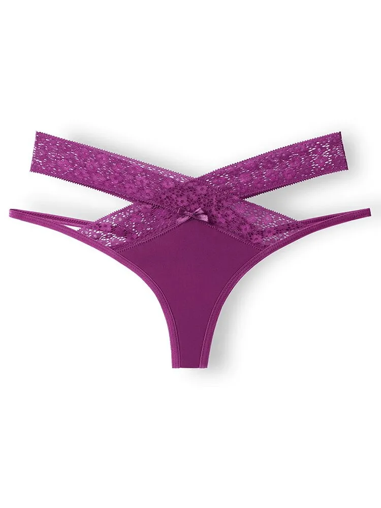 Sexy Lace Breathable Women's Thong with Cutouts - SF0987