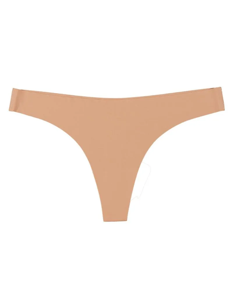 Skinny Solid Color Low Waist Seamless Thong Panties