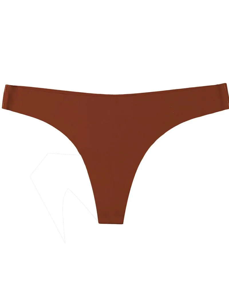 Skinny Solid Color Low Waist Seamless Thong Panties