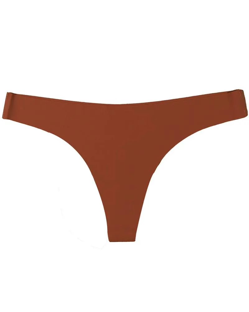 Skinny Solid Color Low Waist Seamless Thong Panties