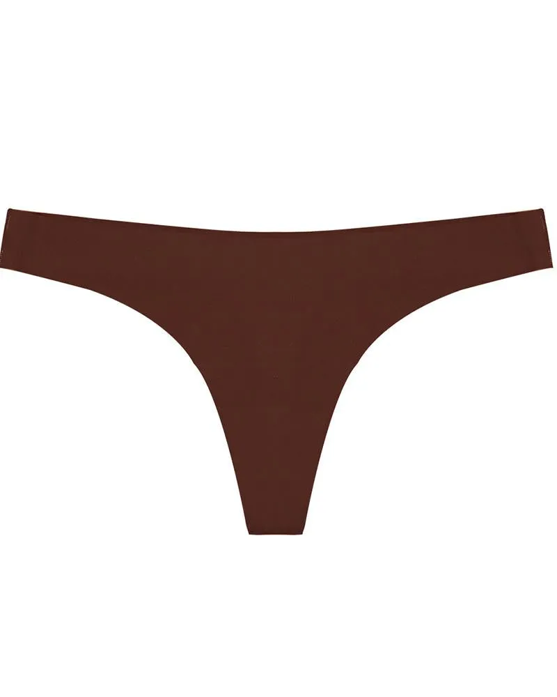 Skinny Solid Color Low Waist Seamless Thong Panties