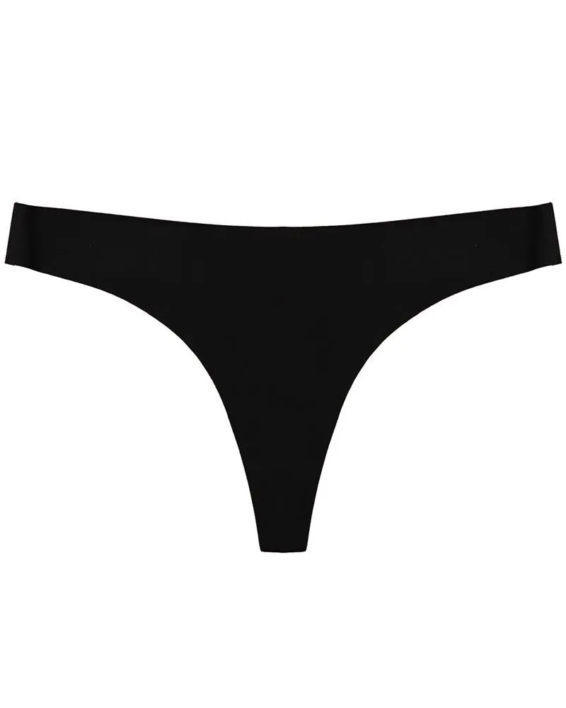 Skinny Solid Color Low Waist Seamless Thong Panties