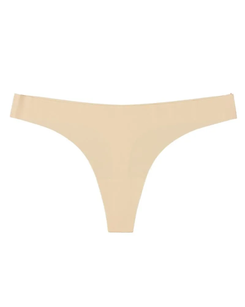 Skinny Solid Color Low Waist Seamless Thong Panties