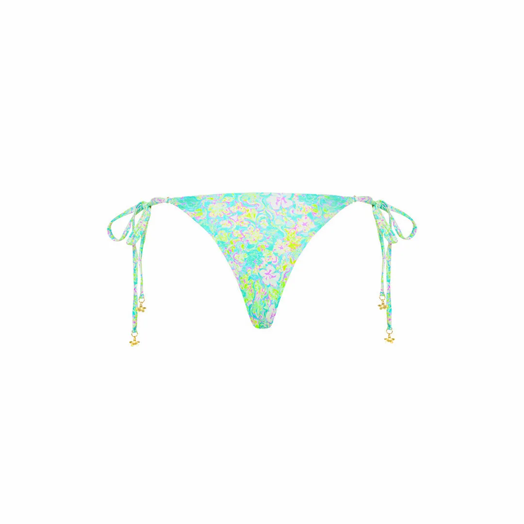 Thong Tie Side Bikini Bottom - Hibiscus Fizz