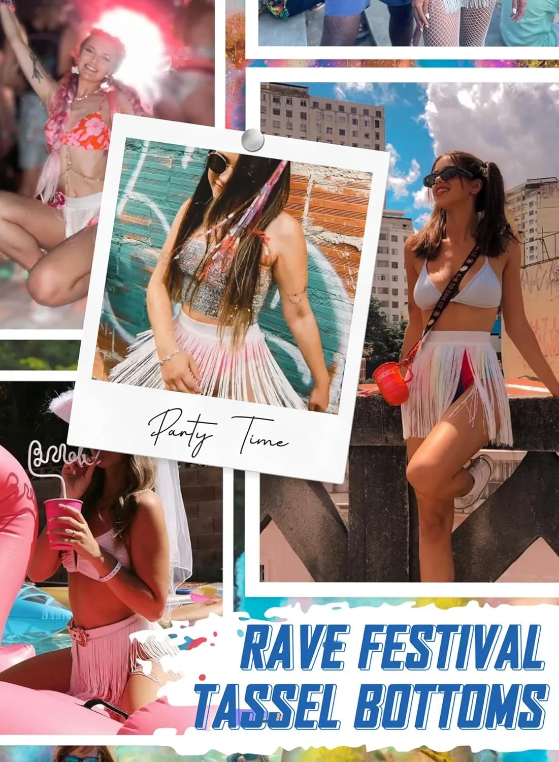 Womens Fringe Trim Mini Skirts - Cowgirl Western Festival Outfits Rave Bottoms Beach Tassel High Waisted Cover Up
