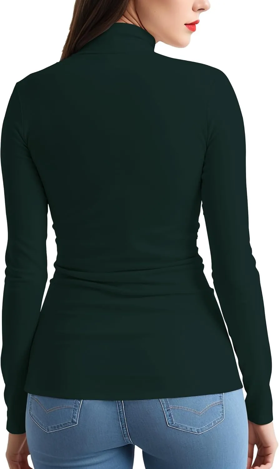 Womens Long Sleeve Turtleneck T-Shirts Mock Neck Underwear Fall Winter Fashion Base Layer Casual Lightweight Soft Tops