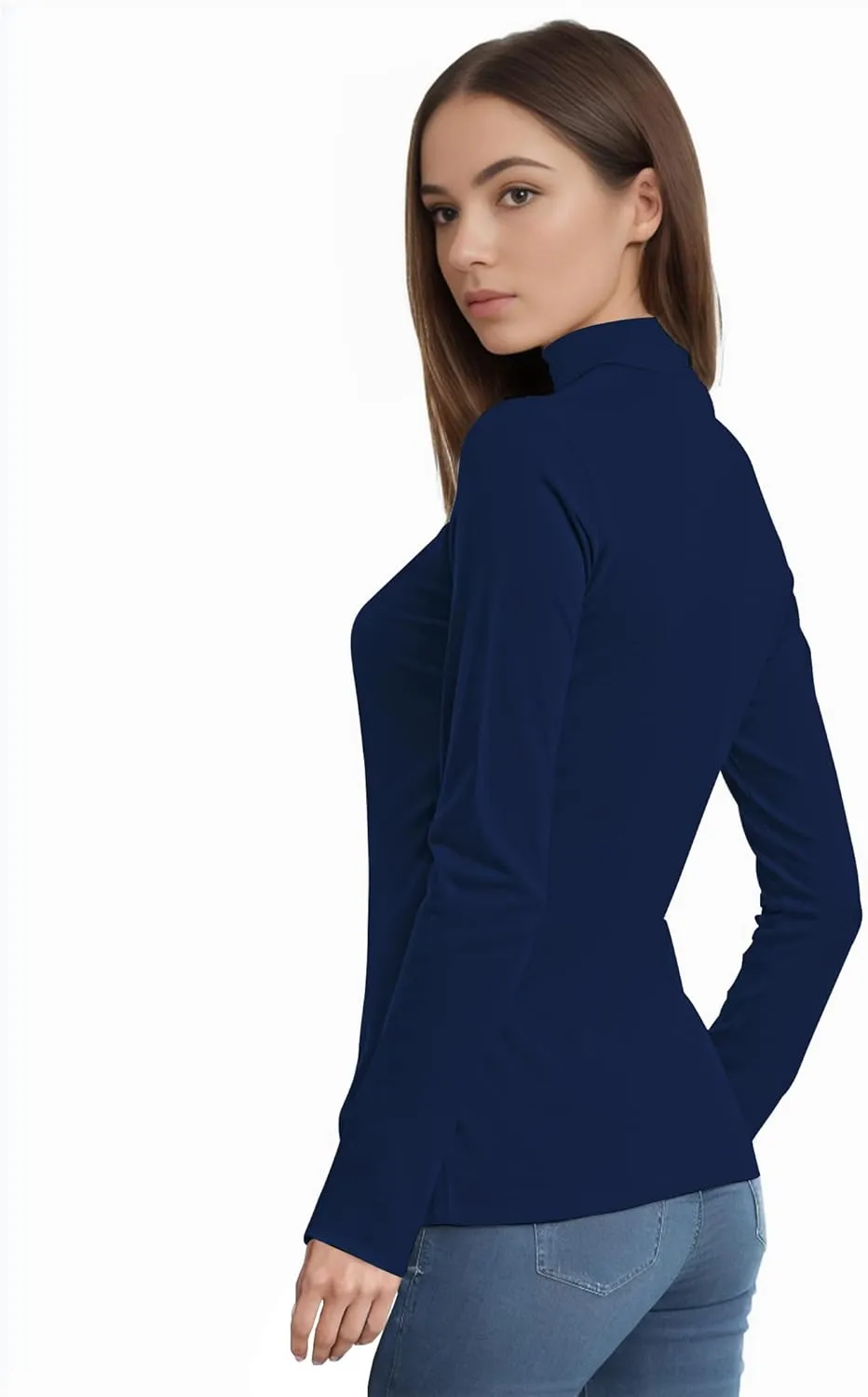 Womens Long Sleeve Turtleneck T-Shirts Mock Neck Underwear Fall Winter Fashion Base Layer Casual Lightweight Soft Tops