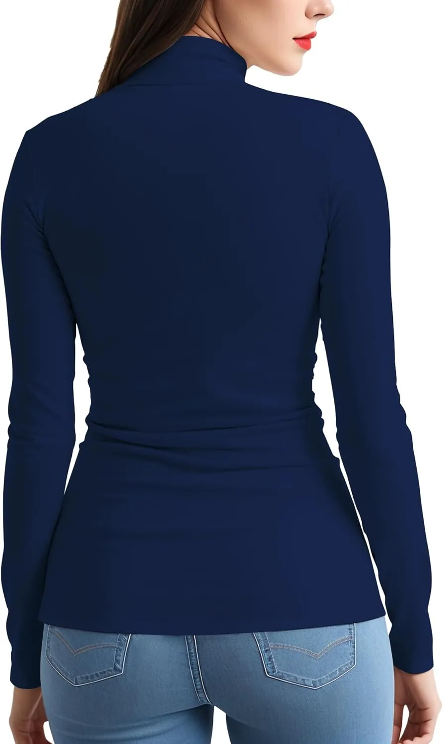 Womens Long Sleeve Turtleneck T-Shirts Mock Neck Underwear Fall Winter Fashion Base Layer Casual Lightweight Soft Tops