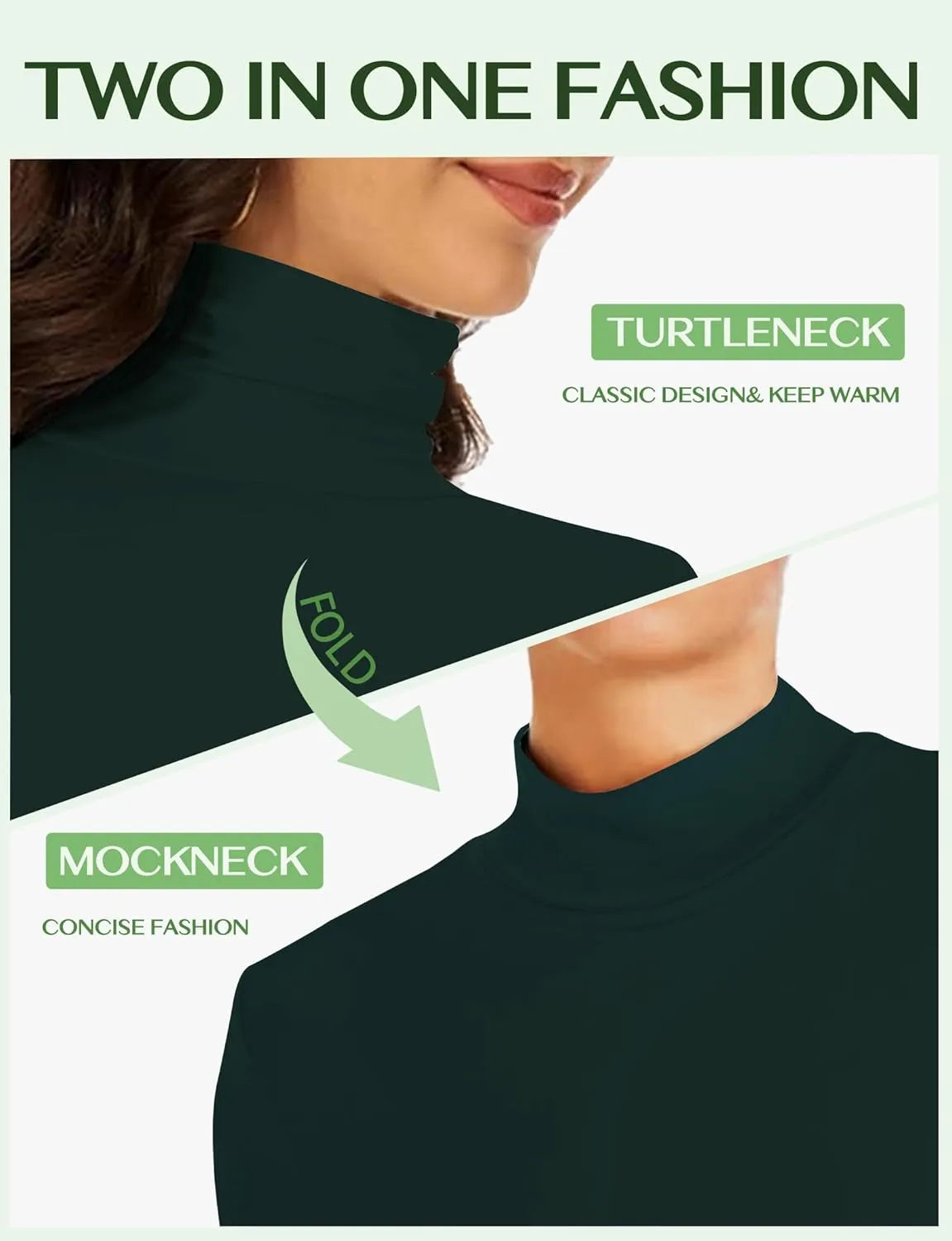 Womens Long Sleeve Turtleneck T-Shirts Mock Neck Underwear Fall Winter Fashion Base Layer Casual Lightweight Soft Tops