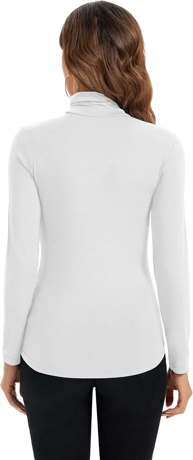 Womens Long Sleeve Turtleneck Tops Soft Stretchy Fitted Base Layer Shirt